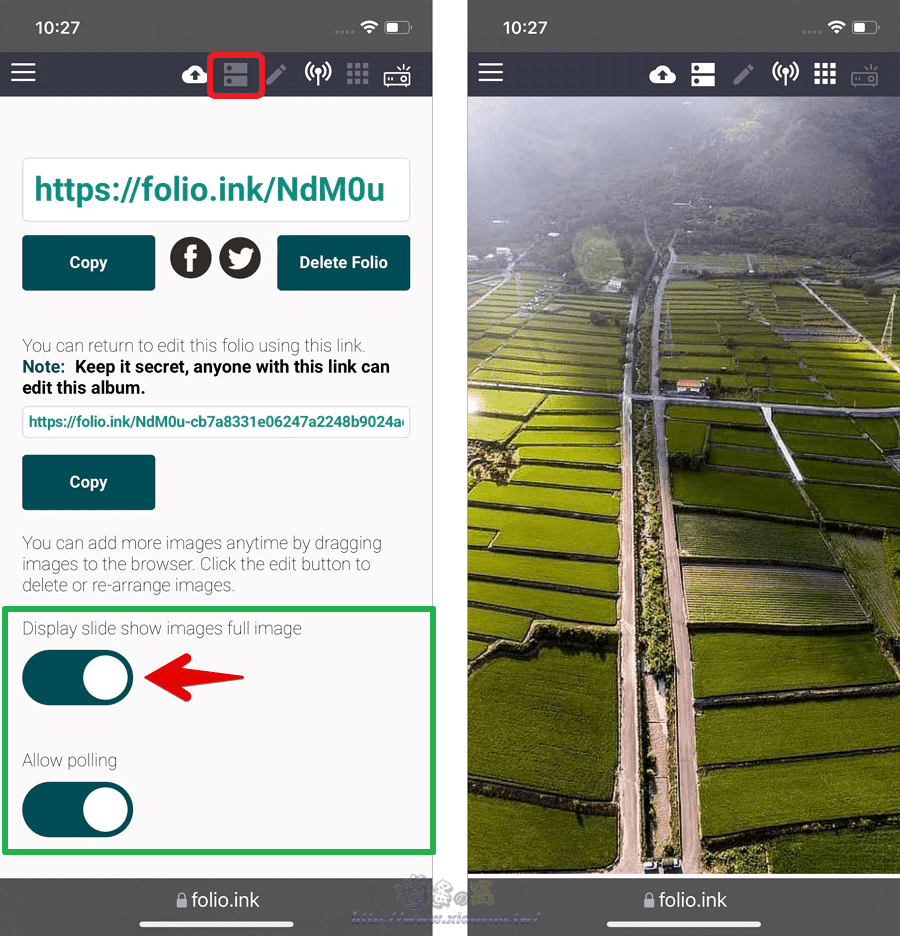 Folio.ink 免費網路相簿，免註冊/無限容量/保存 90 天，提供幻燈片瀏覽模式