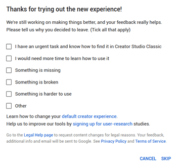 离开新的创作者工作室