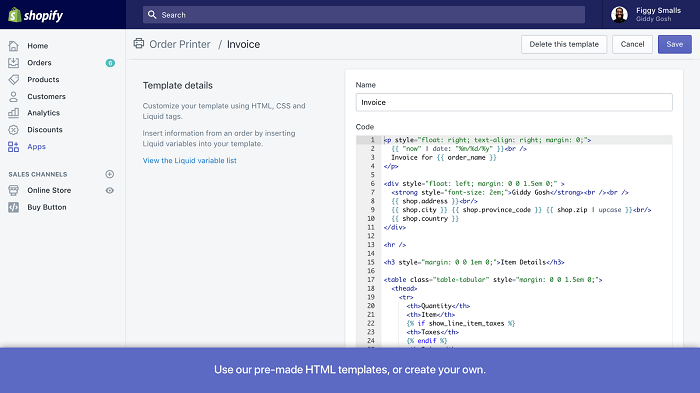 Shopify 如何打印订单