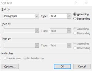 自动按字母顺序排列word