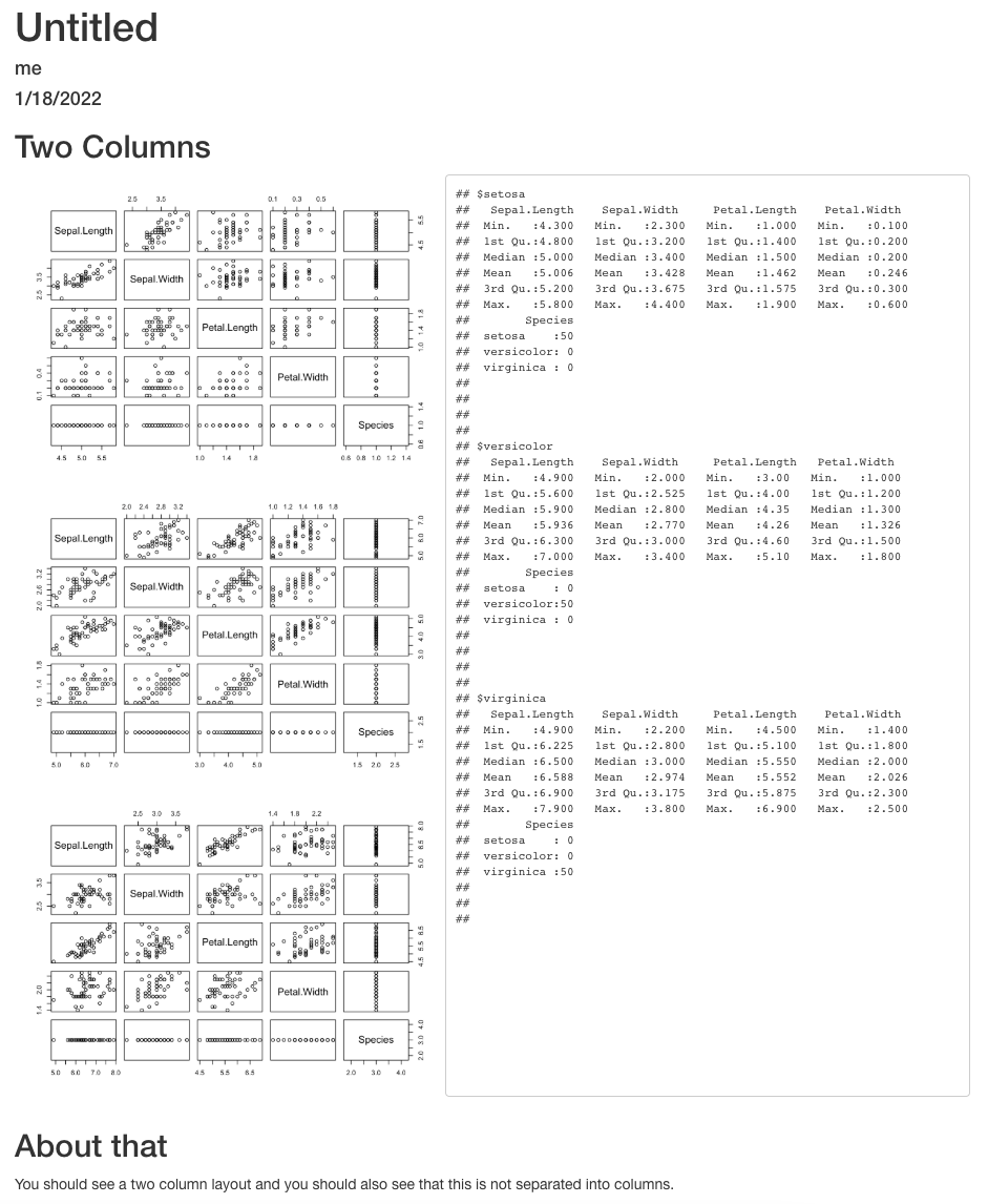 如何在 R Notebook 中并排获取控制台输出和绘图？