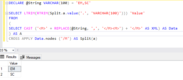 当数据库兼容级别设定为 SQL Server 2008 时，如何在 SSIS OLE DB 源 SQL 命令中使用 STRING_SPLIT？